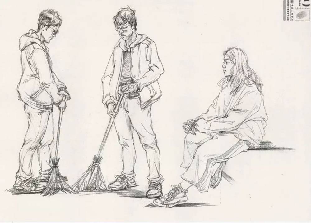 廣州美術(shù)高考班給咱精選了33幅中國美院往年速寫高分卷,14