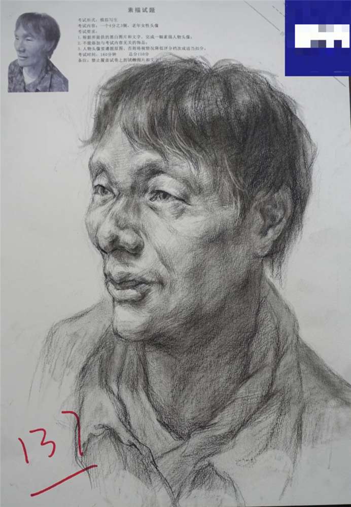 廣州美術高考班分享江西三模素描高分卷，畫面感很重要,10