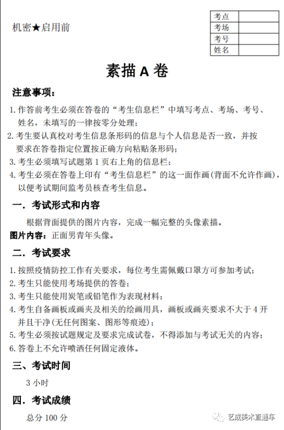 廣州美術高考班帶大家看看2021屆廣東藝成二模素描高分卷,01
